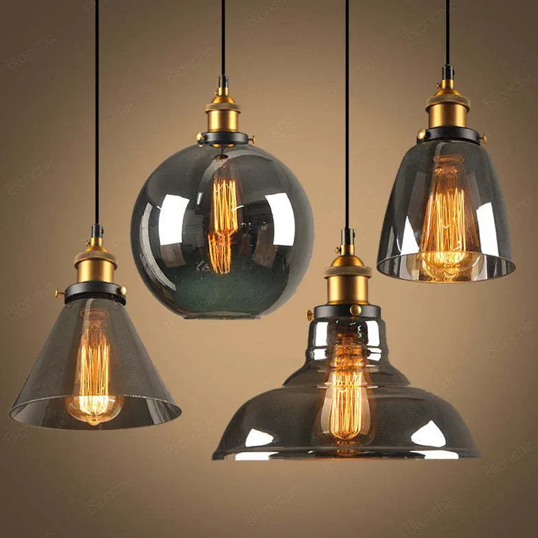 light clear amber smoke pendant light