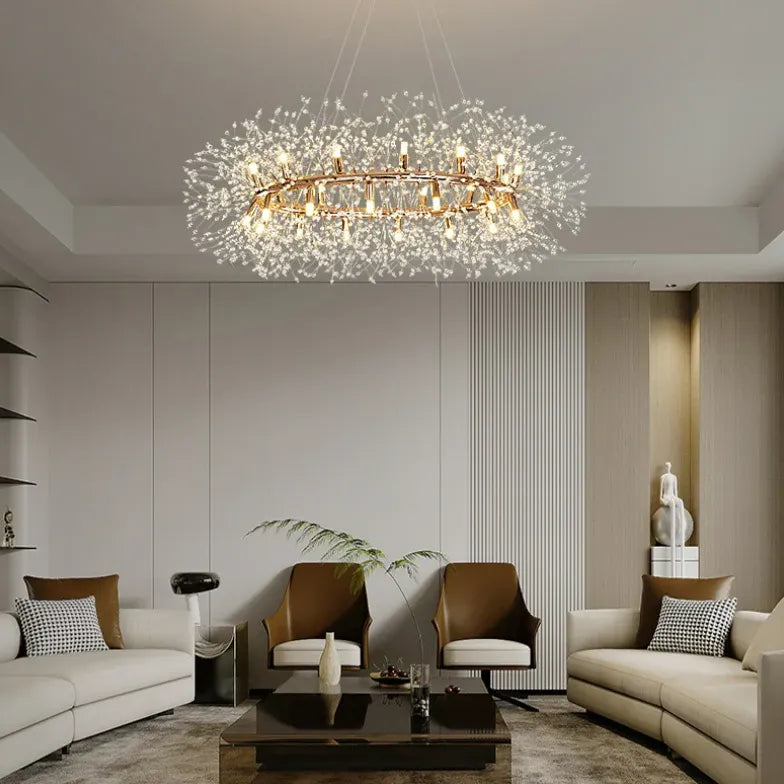 Star Branches Crystal Gold Chandelier