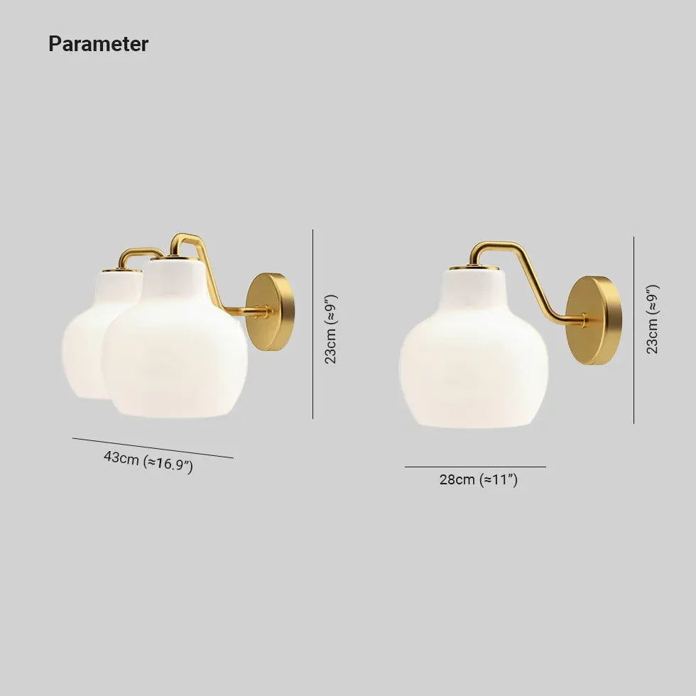 Cream Glass Lily Gold Wall Lights