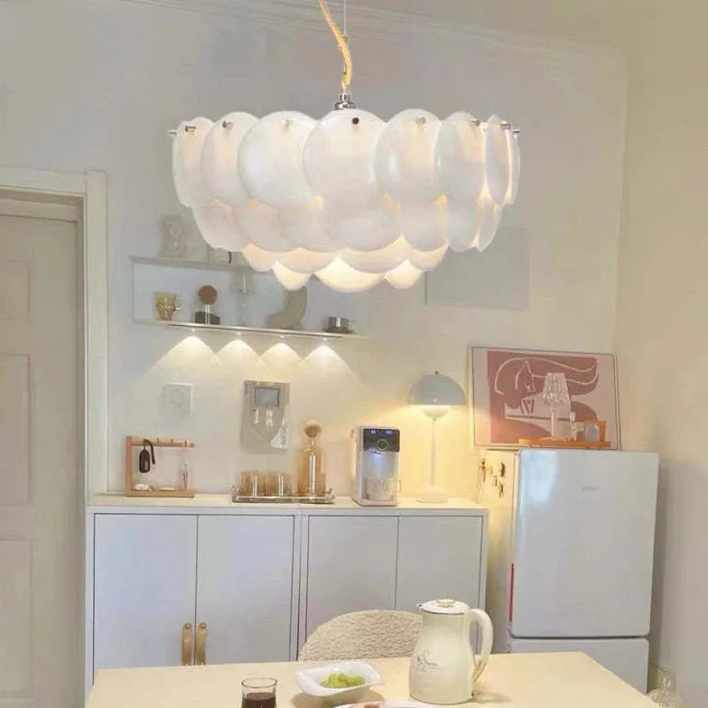 White Scales Disc Design Modern Pendant Light