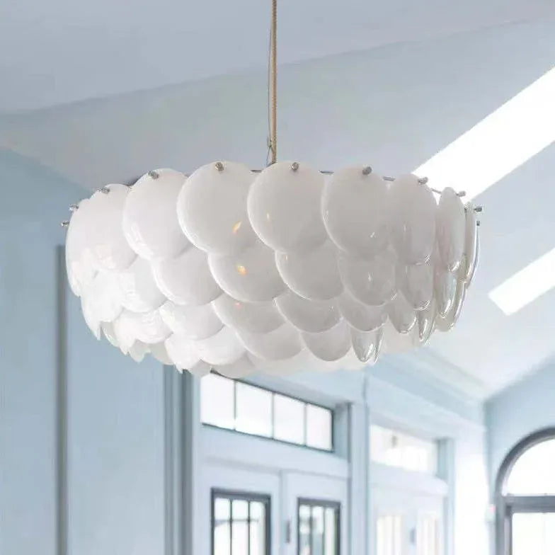 White Scales Disc Design Modern Pendant Light