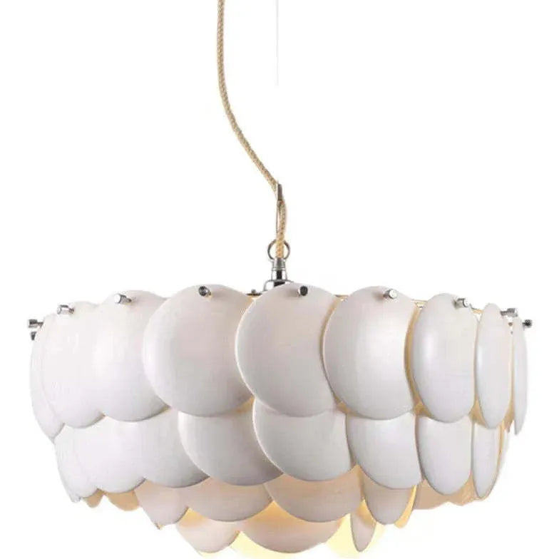 White Scales Disc Design Modern Pendant Light