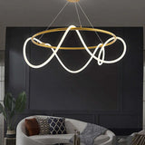 Curved Golden Strip Winding Chandelier