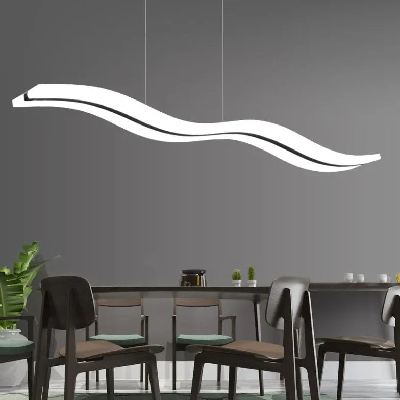 Black and White Wave-Shaped Minimalist Pendant Light