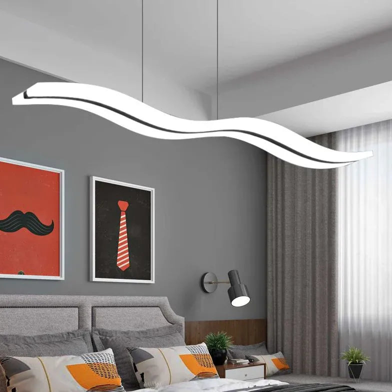 Black and White Wave-Shaped Minimalist Pendant Light