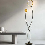 Double Rod Twisted Circular Minimalist Floor Lamp