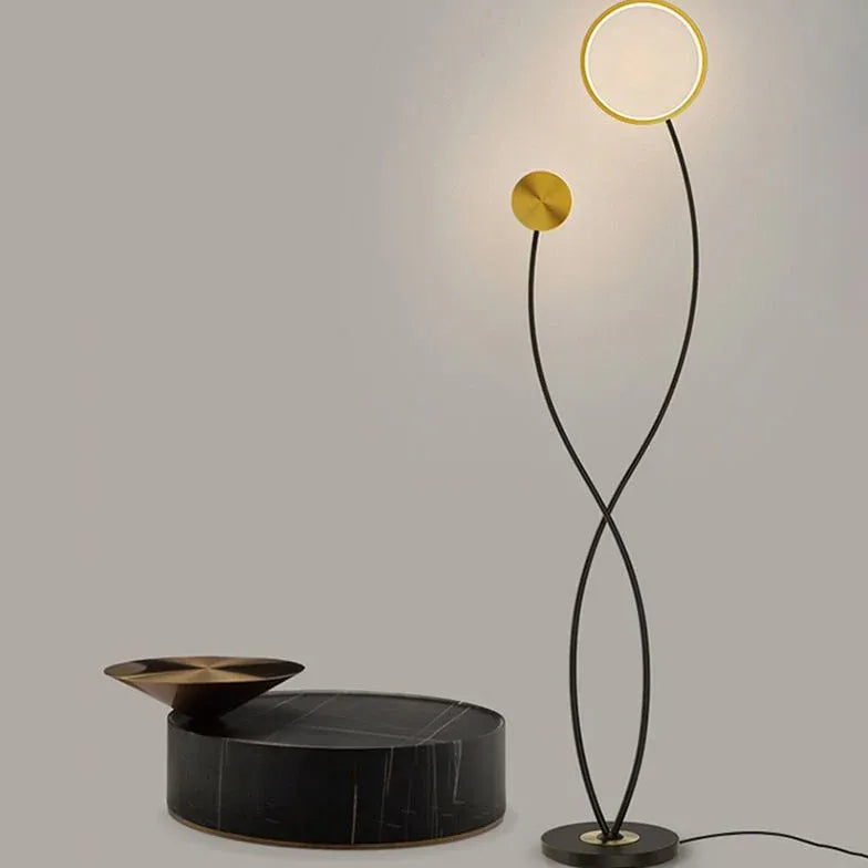 Double Rod Twisted Circular Minimalist Floor Lamp