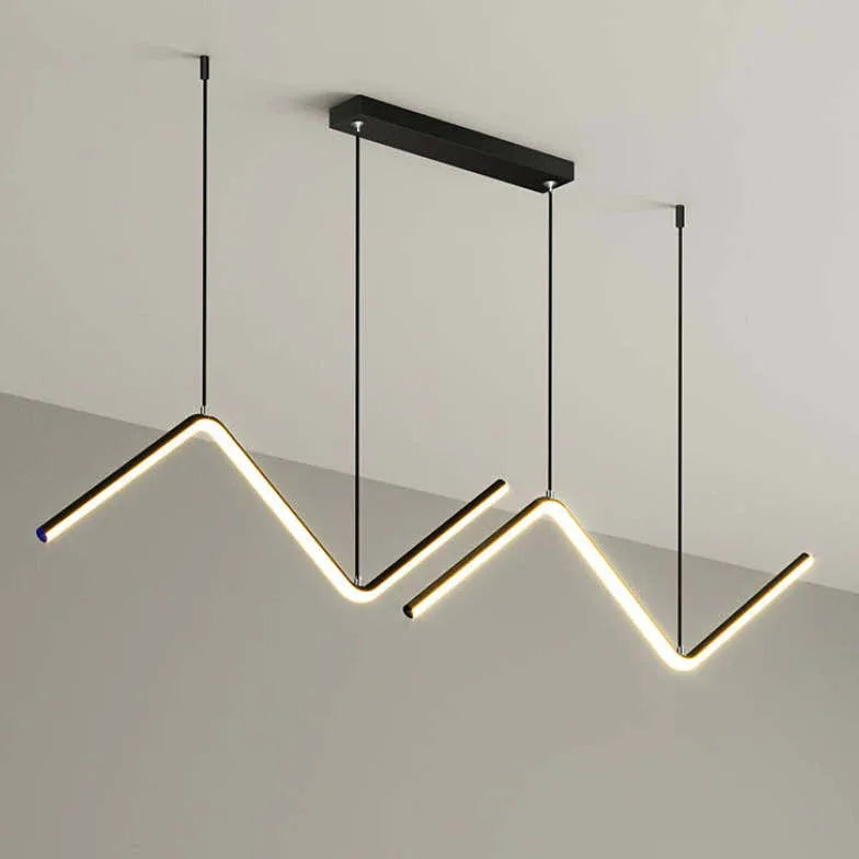 Black Modern Wavy Linear Chandelier