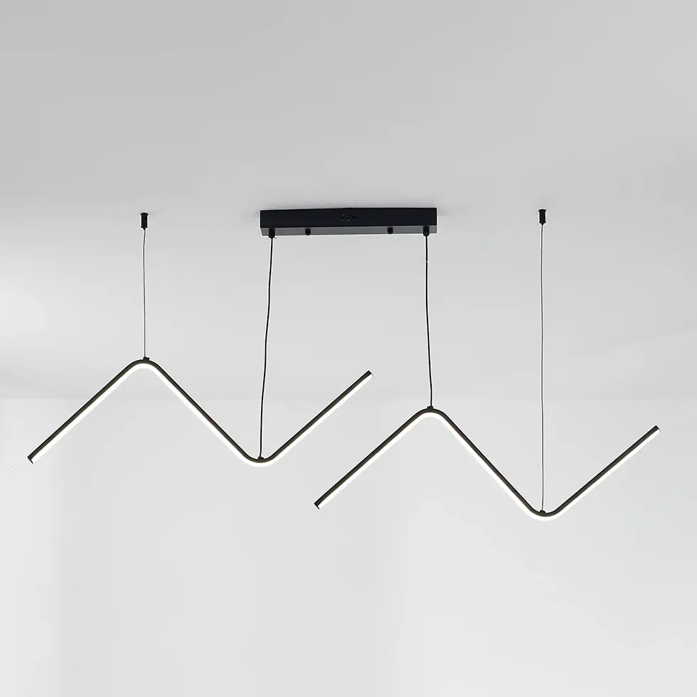 Black Modern Wavy Linear Chandelier