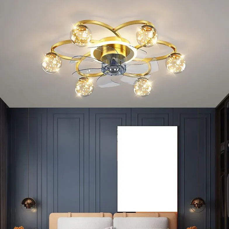 Octopus Bedroom Gold Ceiling Fan With Light