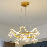 Wavy Multi-Glass Ball Gold Modern Pendant Light