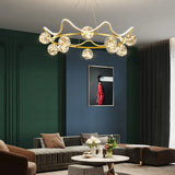 Wavy Multi-Glass Ball Gold Modern Pendant Light