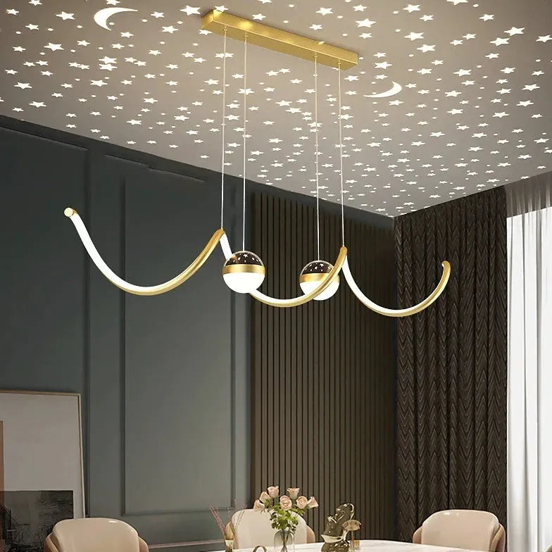 Wavy Spherical Shape Modern Dining Room Pendant Light