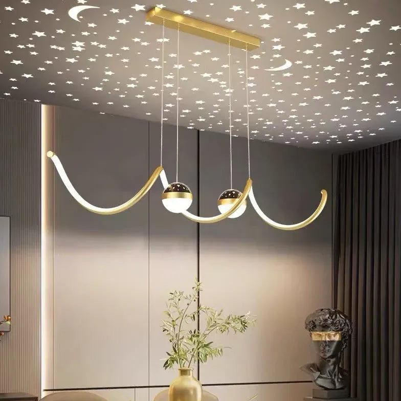 Wavy Spherical Shape Modern Dining Room Pendant Light