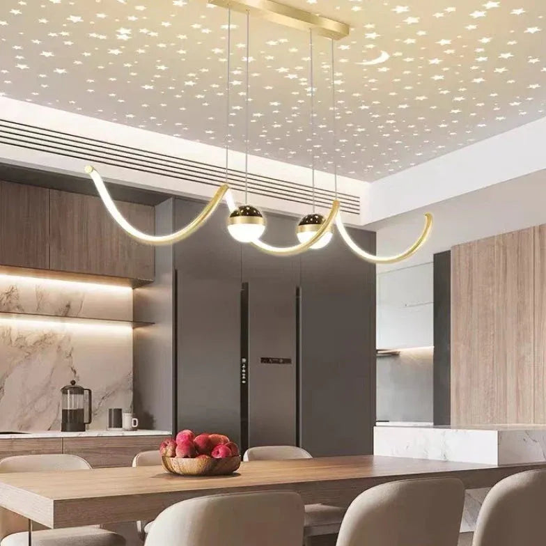 Wavy Spherical Shape Modern Dining Room Pendant Light