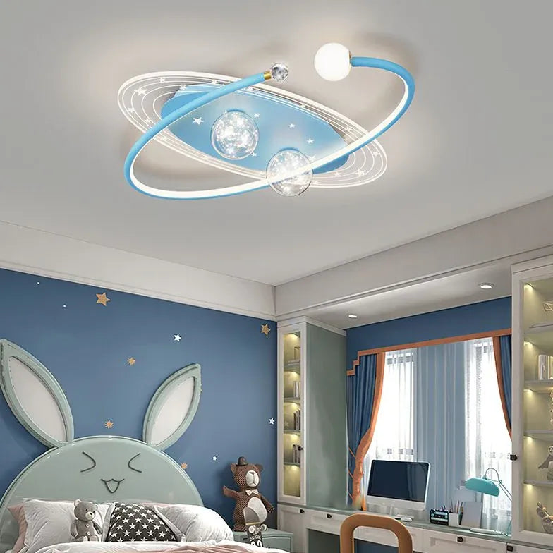 Blue Starry Sky Bedroom Ceiling Fan With Light