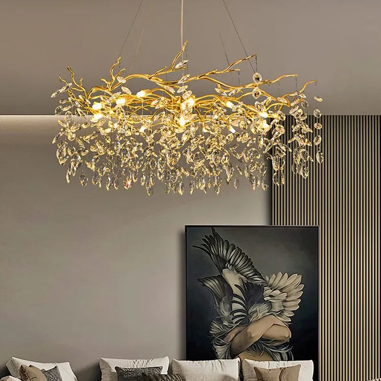 Golden Branch Shaped Luxurious Crystal Chandelier