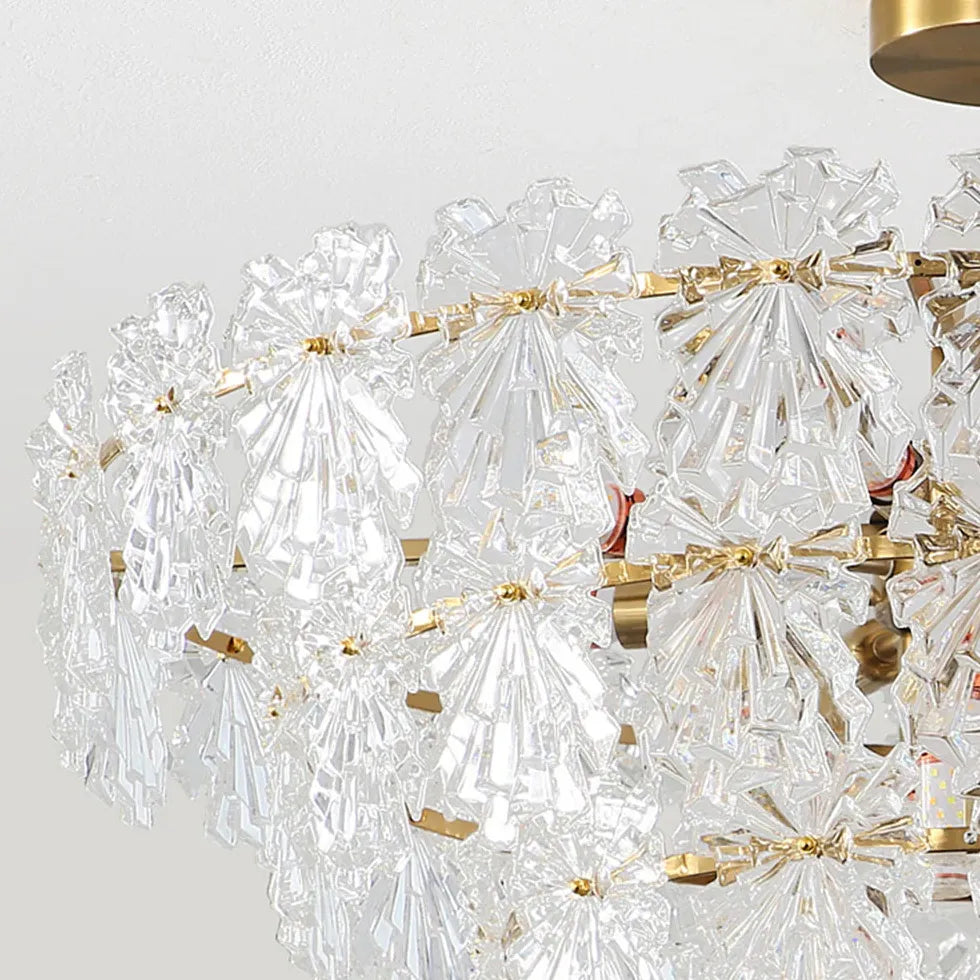 Snowflakes Multilayer Glass Gold Chandelier