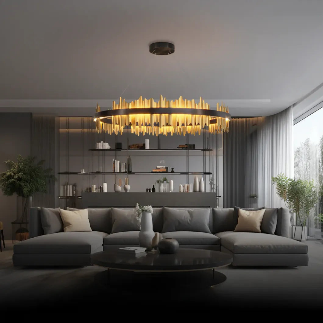 Double Vertical Stripes Industrial LED Chandelier