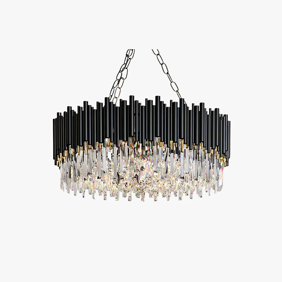 Wrinkled Crystal Black Industrial Chandelier