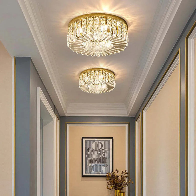 Concave Folds Crystal Flush Ceiling Lights