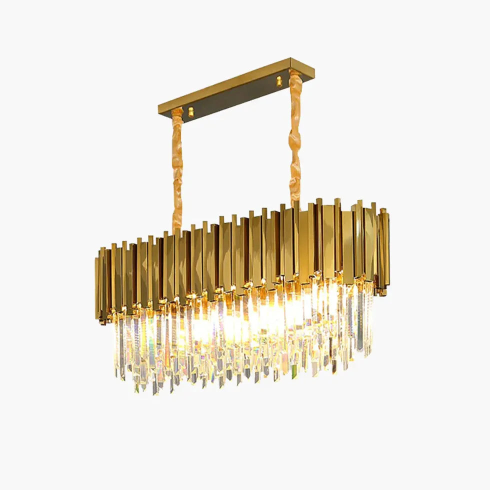 Vertical Trapezoid Gold Dining Room Pendant Light