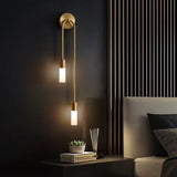 Long Rod Double Headed Gold Wall Lights