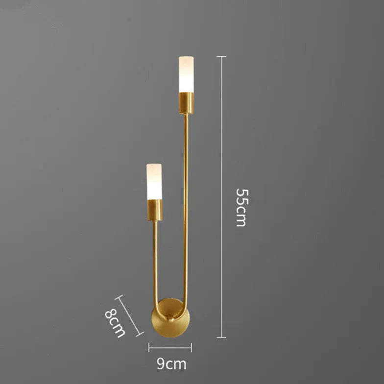 Long Rod Double Headed Gold Wall Lights