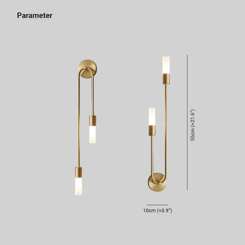 Long Rod Double Headed Gold Wall Lights