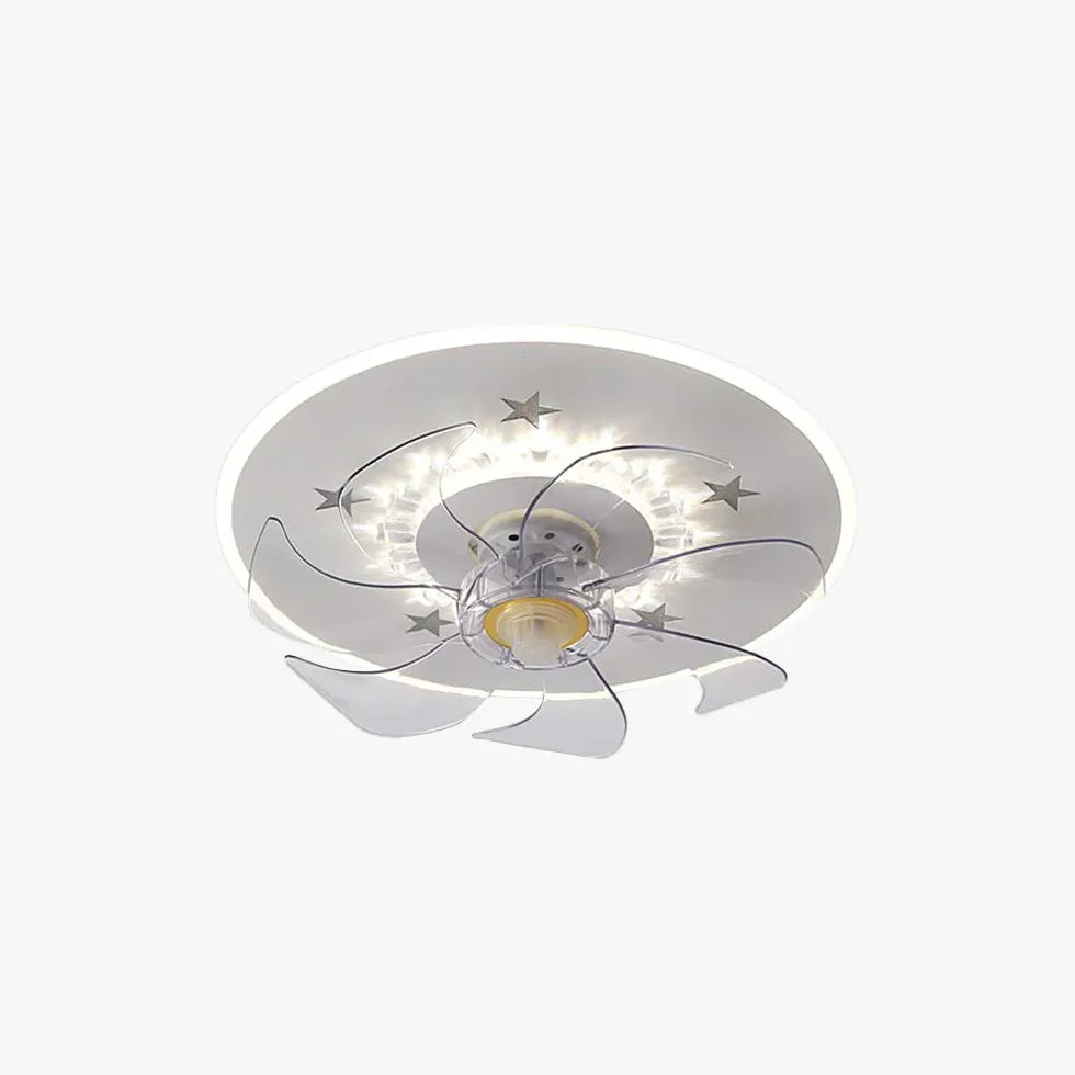 Star Decoration Modern White Ceiling Fan With Light