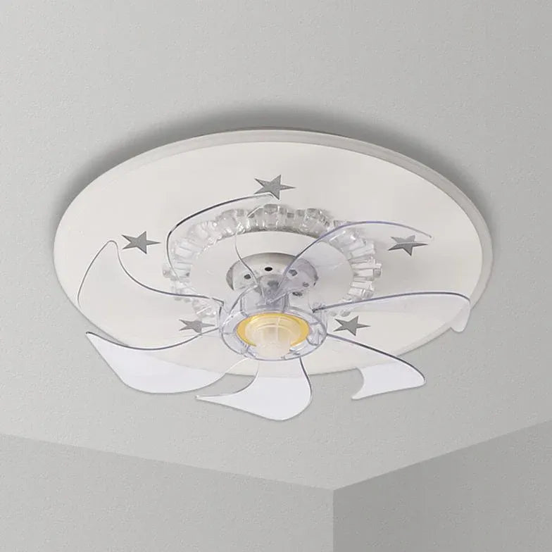 Star Decoration Modern White Ceiling Fan With Light