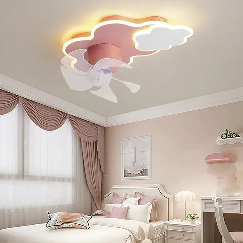 Blue Clouds Bedroom Ceiling Fan With Light