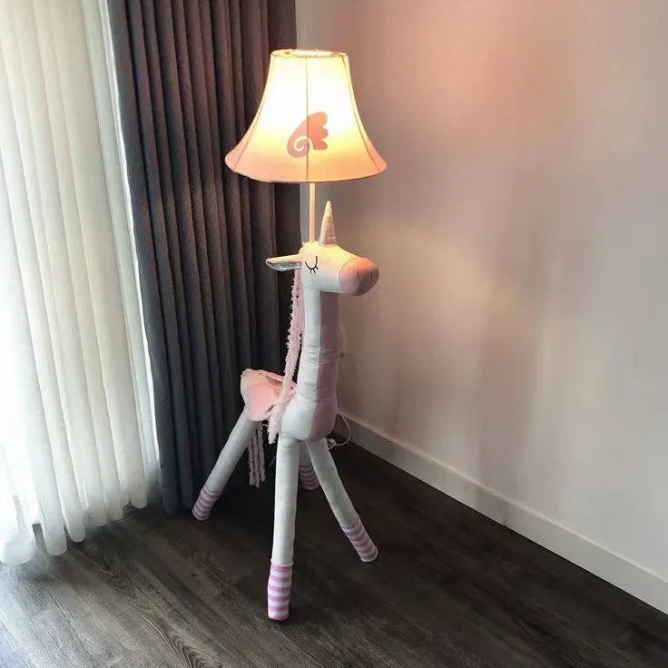 Cartoon Giraffe White and Pink Floor Lamp