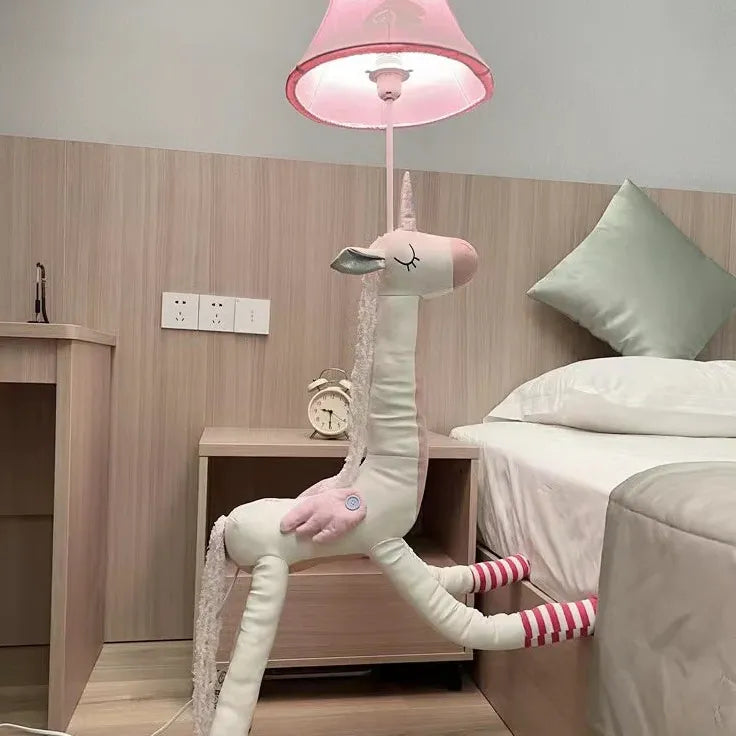 Cartoon Giraffe White and Pink Floor Lamp