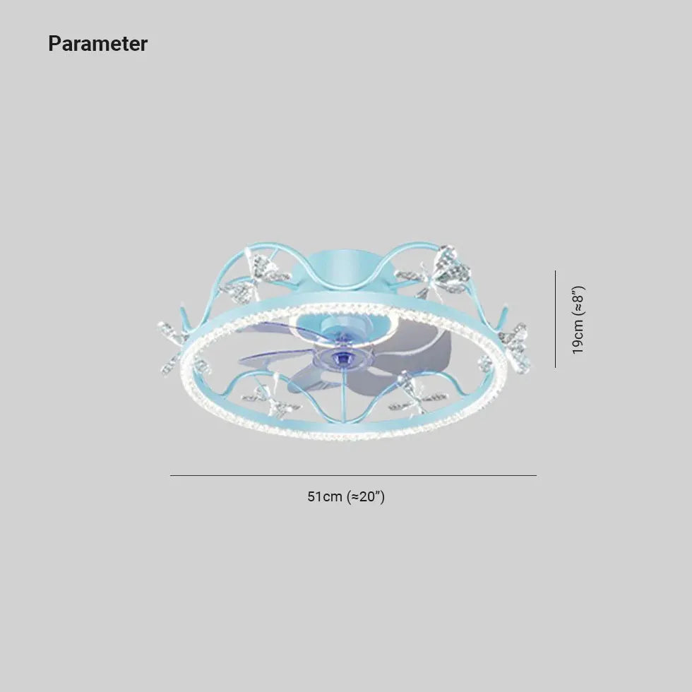 Crystal Frame Modern Ceiling Fan With Light