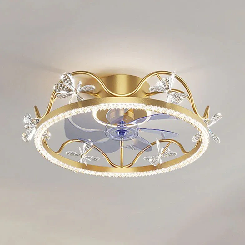 Crystal Frame Modern Ceiling Fan With Light