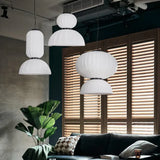 White Lantern and Hemisphere Pendant Light