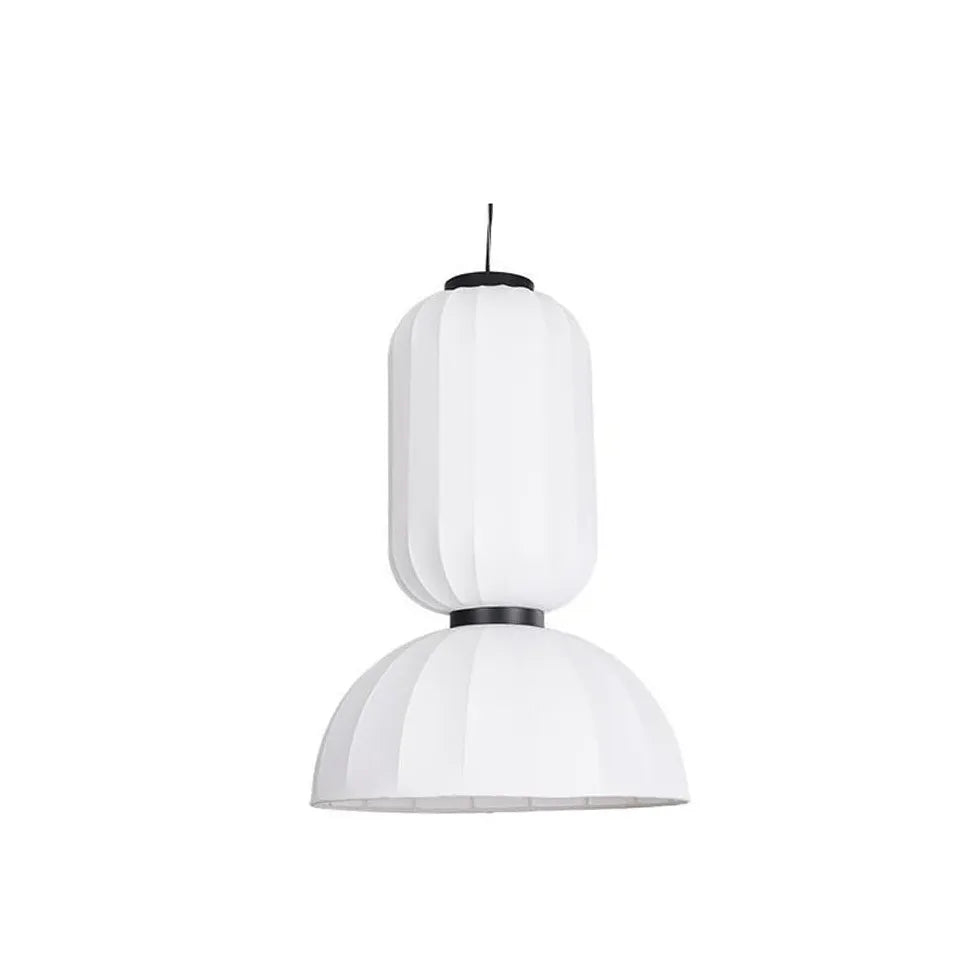 White Lantern and Hemisphere Pendant Light