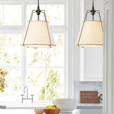 White Fabric Shade Modern Pendant Light