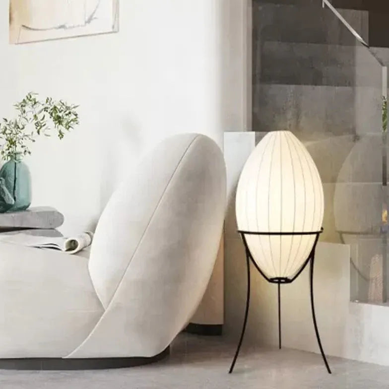 Egg-Shaped Textured Tripod Floor Lamp