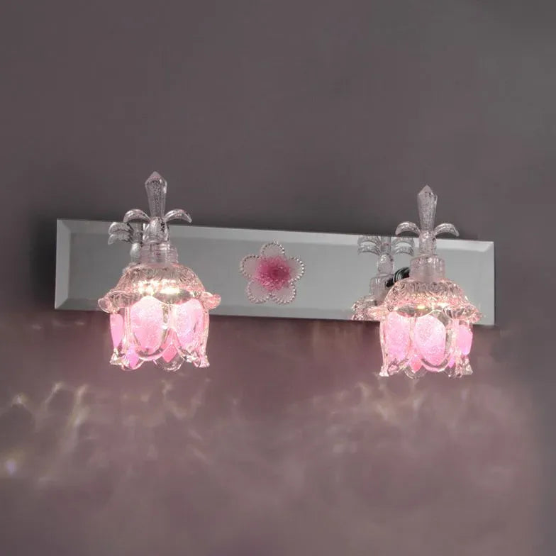 Baroque Pink Flower Bathroom Wall Lights