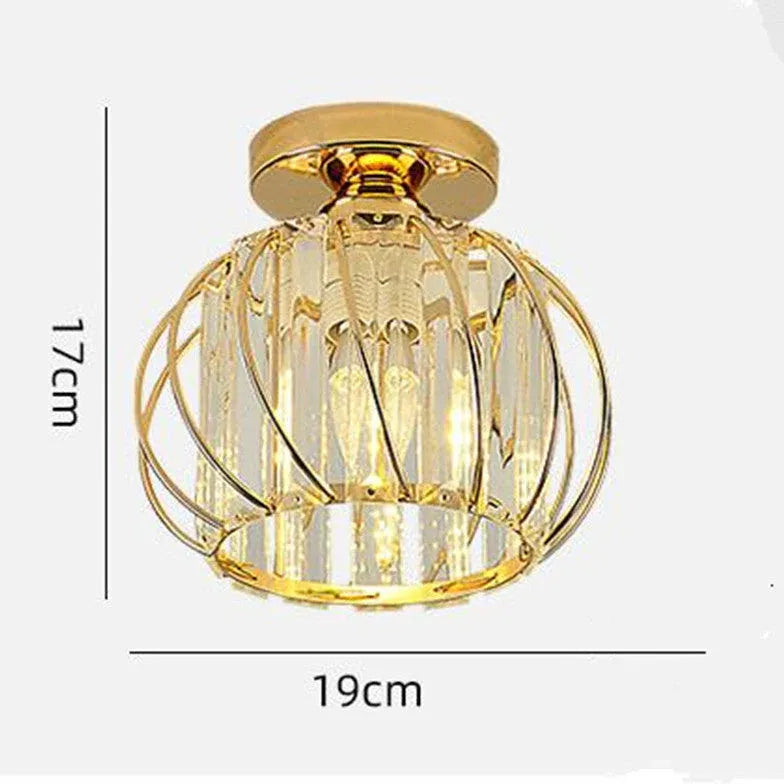 Lantern Iron Frame Crystal Flush Ceiling Lights