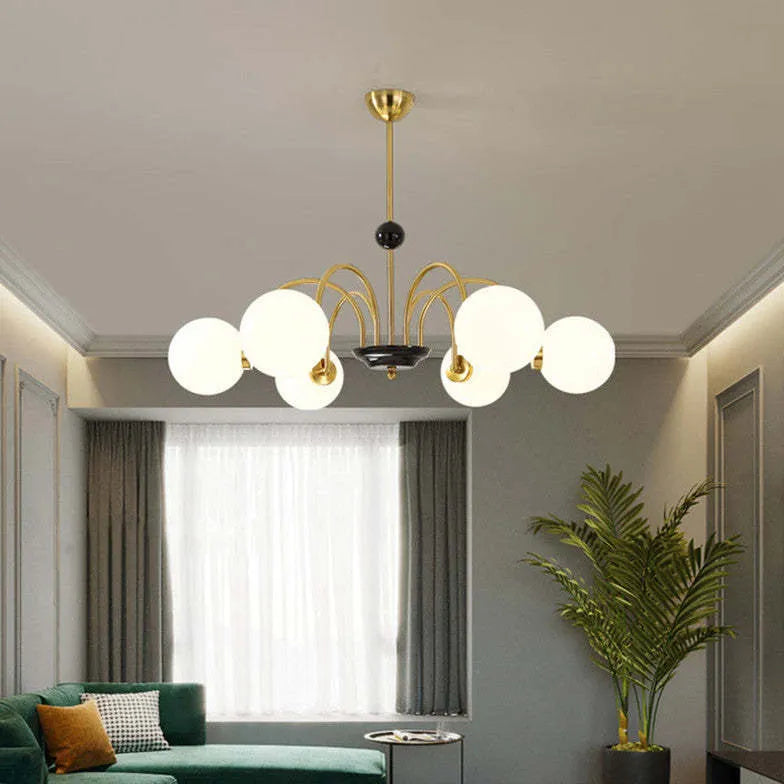 Adjustable White Glass Modern Chandelier