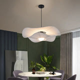 Flowing Curves White Fabric Pendant Light