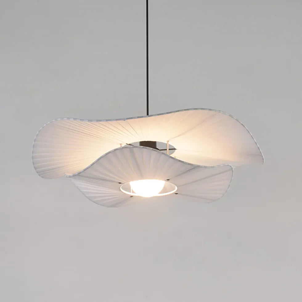 Flowing Curves White Fabric Pendant Light