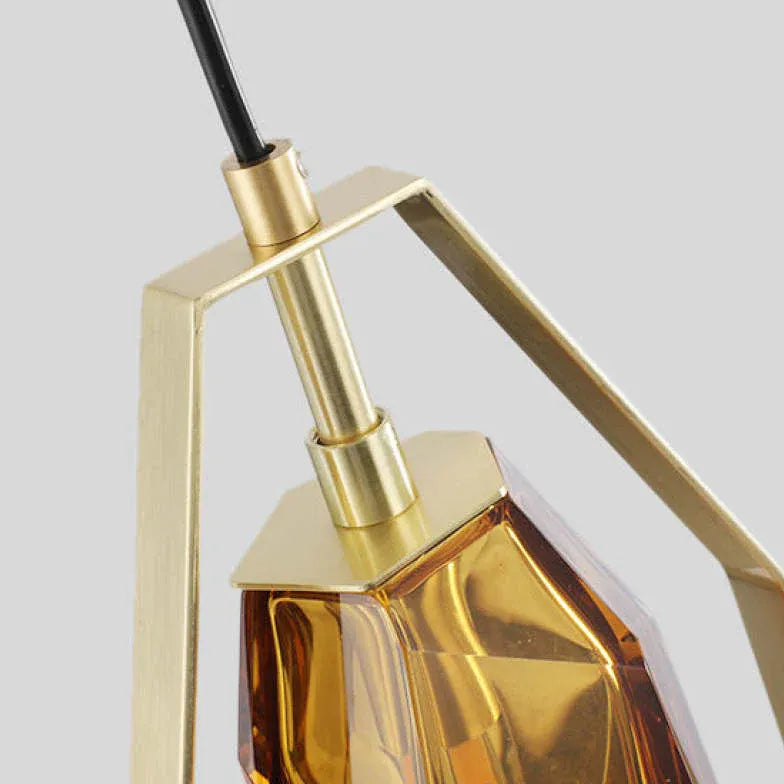 Amber Geometry Bedroom Glass Pendant Light