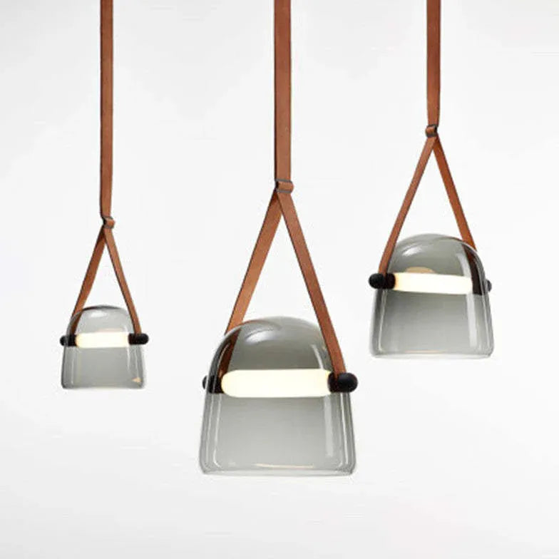 Gray Cup Glass Industrial Pendant Light