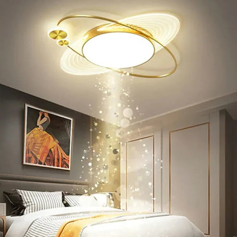 Black Metal Ring Bedroom Flush Ceiling Lights