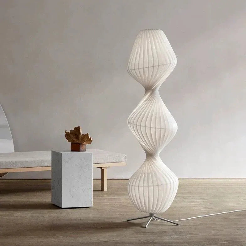 White Rotating Wavy Design Modern Floor Lamp