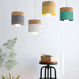 Colorful Cylinders Modern Wooden Pendant Light